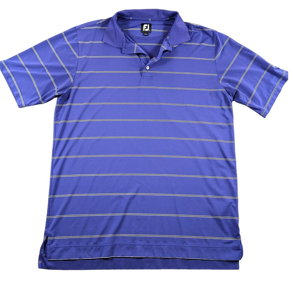Footjoy Shirt Mens Large Purple Stripes Cantigny Golf Preppy Office Career READ